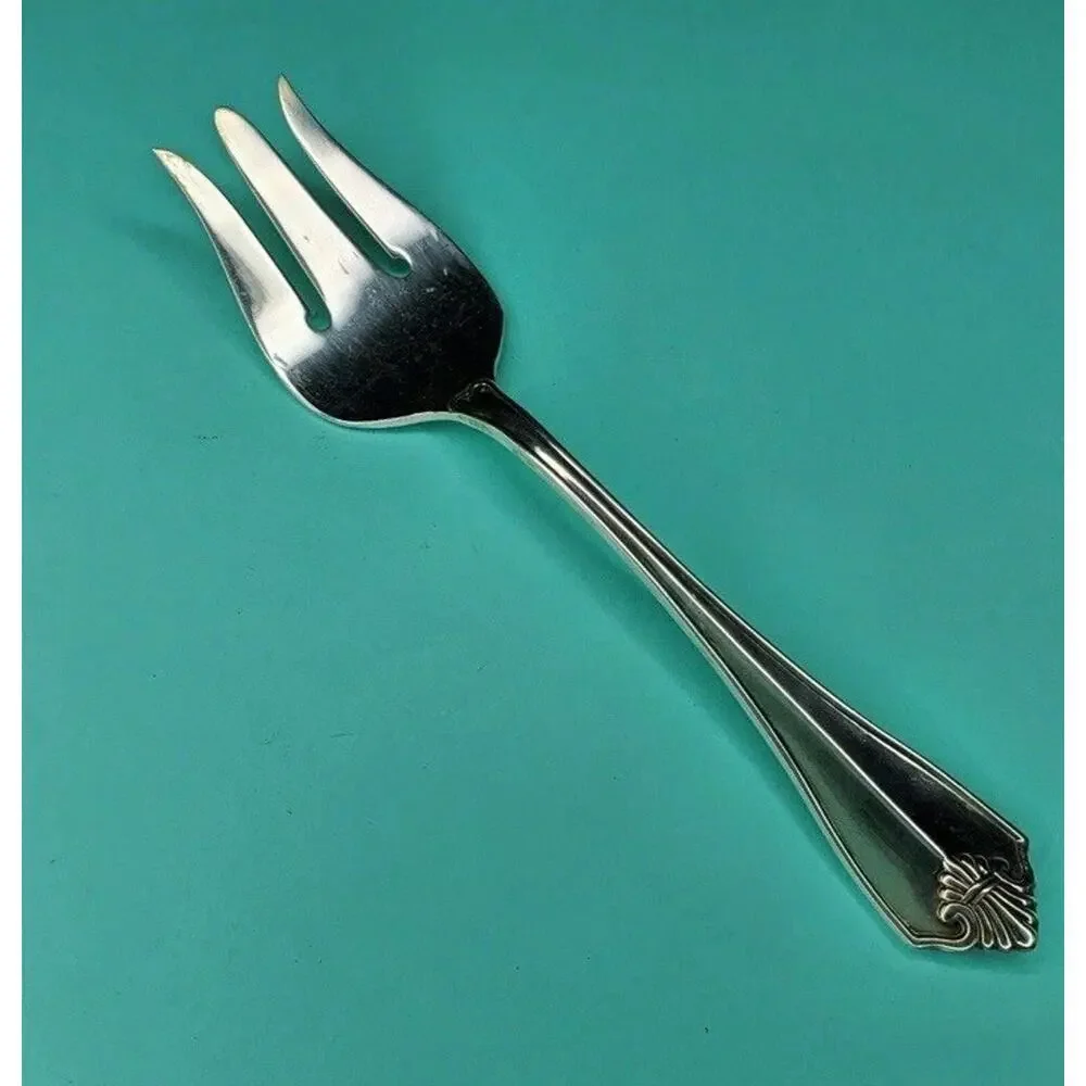 Vtg Rogers 1881 Oneida KING JAMES Silver Plate Large‎ 8.5” Meat Fork